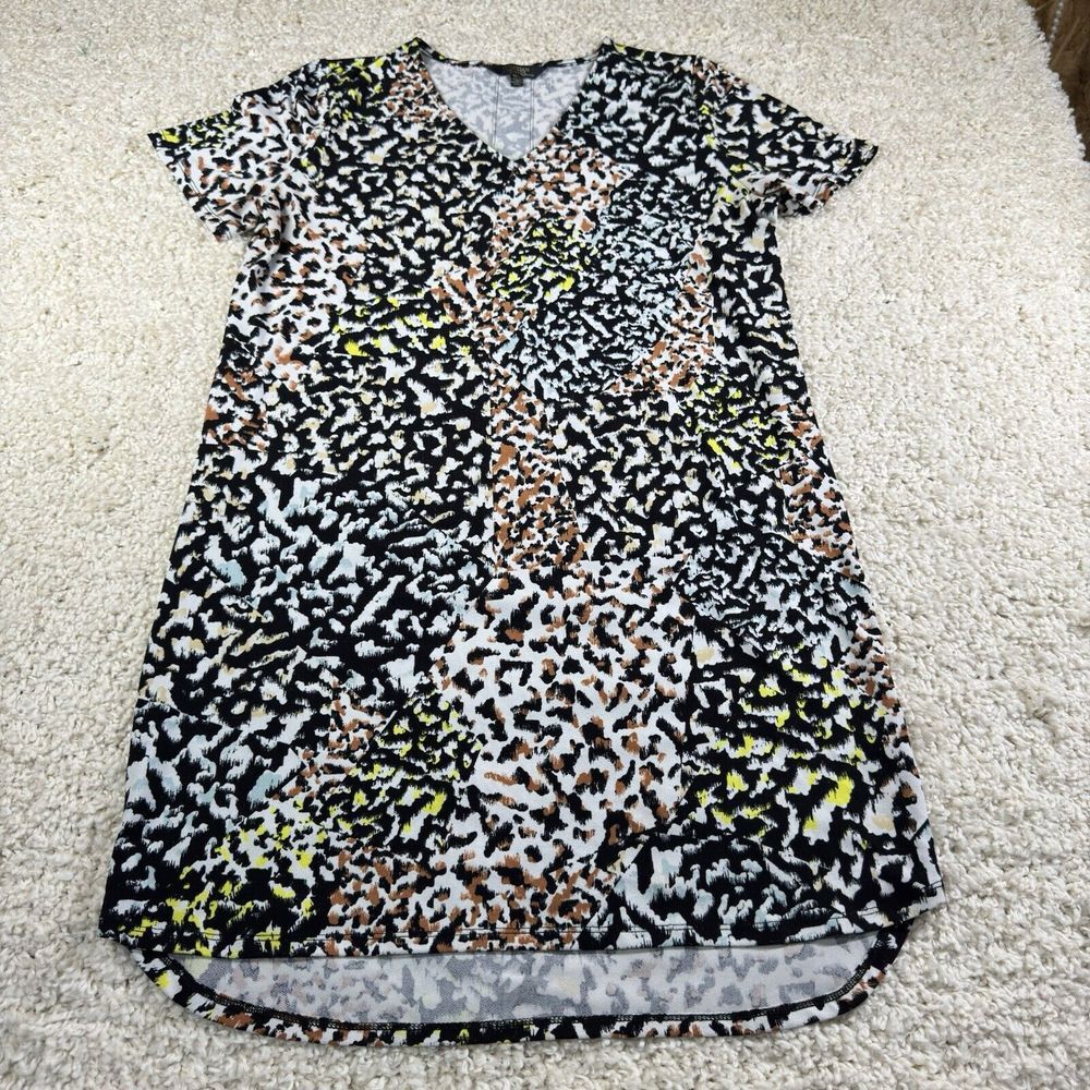 Christian Siriano New York Stretch Knit Shift Dress Large‎ Multicolor Print